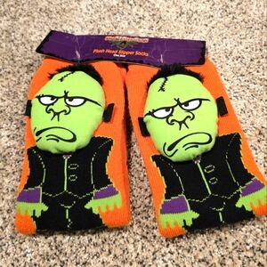 Plush Frankenstein Halloween slippers socks